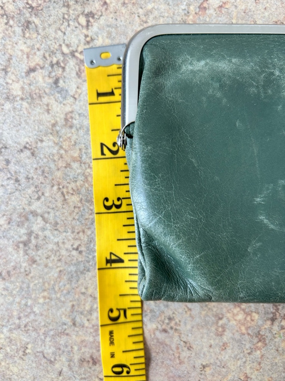 Hobo Distressed Olive Green Double Clasp Leather Wallet - Picture 8 of 10